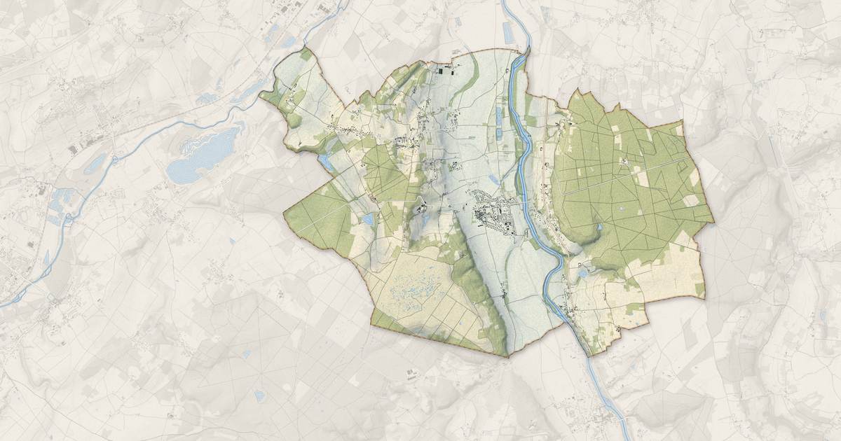 Portrait cartographique de Vouneuil-sur-Vienne : relief, eau, forêts, bâti et voies, calculés à partir des données de l'IGN