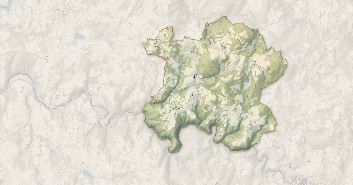 Portrait cartographique de Augne : relief, eau, forêts, bâti et voies, calculés à partir des données de l'IGN