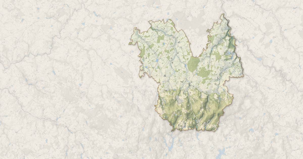 Portrait cartographique de Blond : relief, eau, forêts, bâti et voies, calculés à partir des données de l'IGN