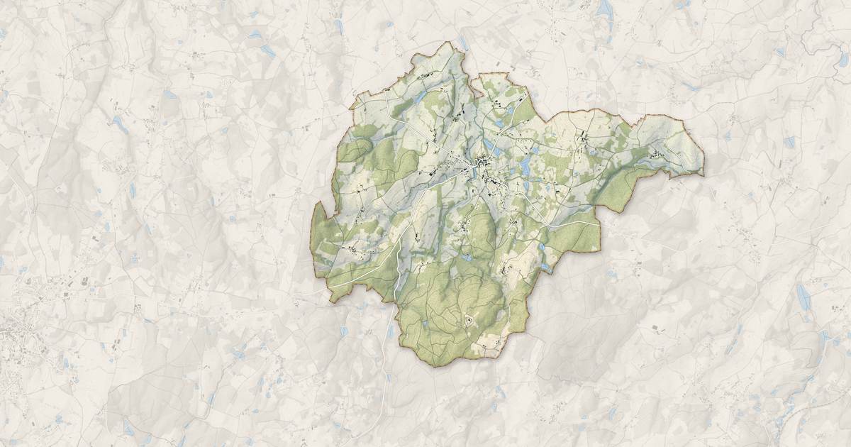 Portrait cartographique de Les Cars : relief, eau, forêts, bâti et voies, calculés à partir des données de l'IGN
