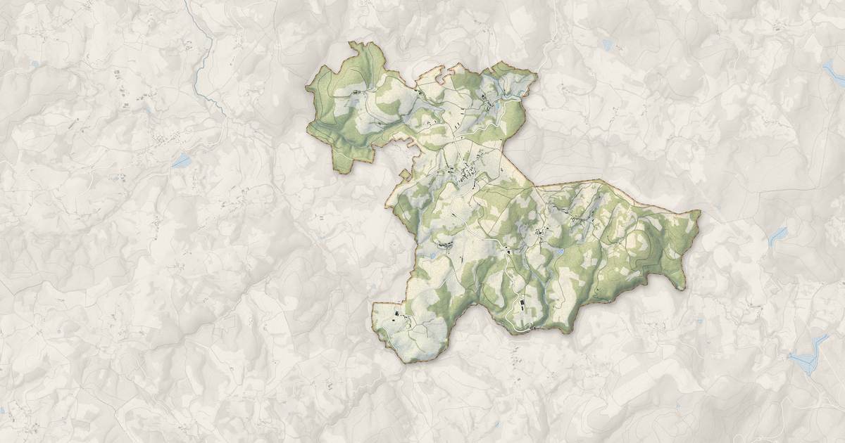 Portrait cartographique de Domps : relief, eau, forêts, bâti et voies, calculés à partir des données de l'IGN