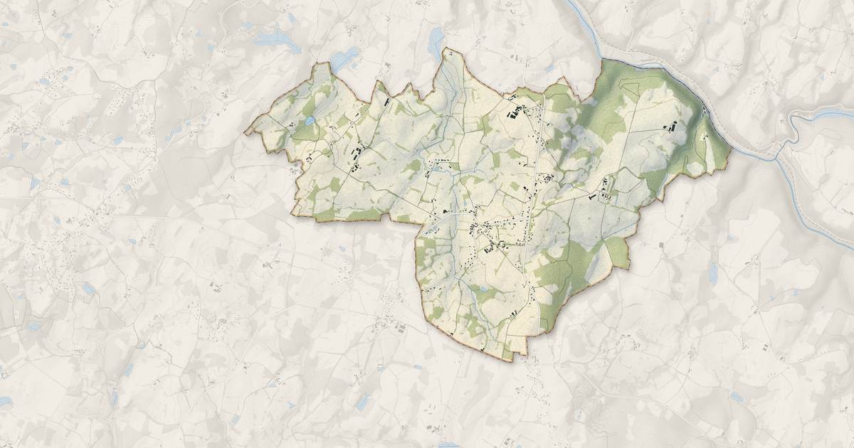 Portrait cartographique de Eybouleuf : relief, eau, forêts, bâti et voies, calculés à partir des données de l'IGN