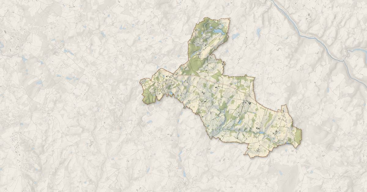 Portrait cartographique de La Geneytouse : relief, eau, forêts, bâti et voies, calculés à partir des données de l'IGN