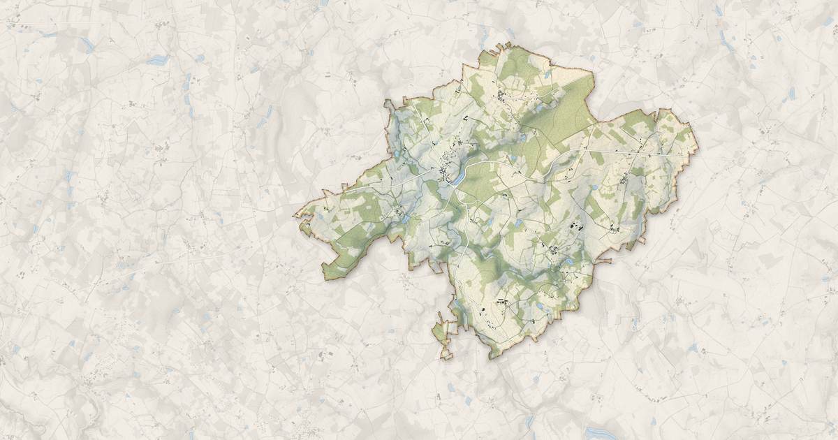 Portrait cartographique de Gorre : relief, eau, forêts, bâti et voies, calculés à partir des données de l'IGN