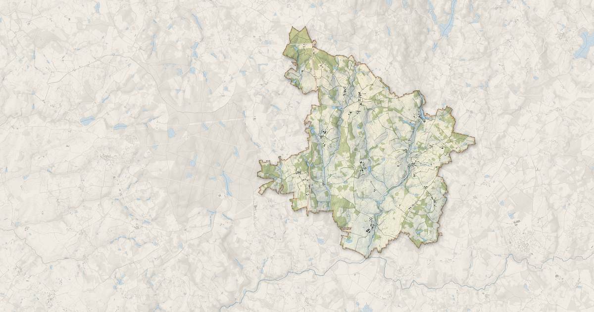 Portrait cartographique de Javerdat : relief, eau, forêts, bâti et voies, calculés à partir des données de l'IGN