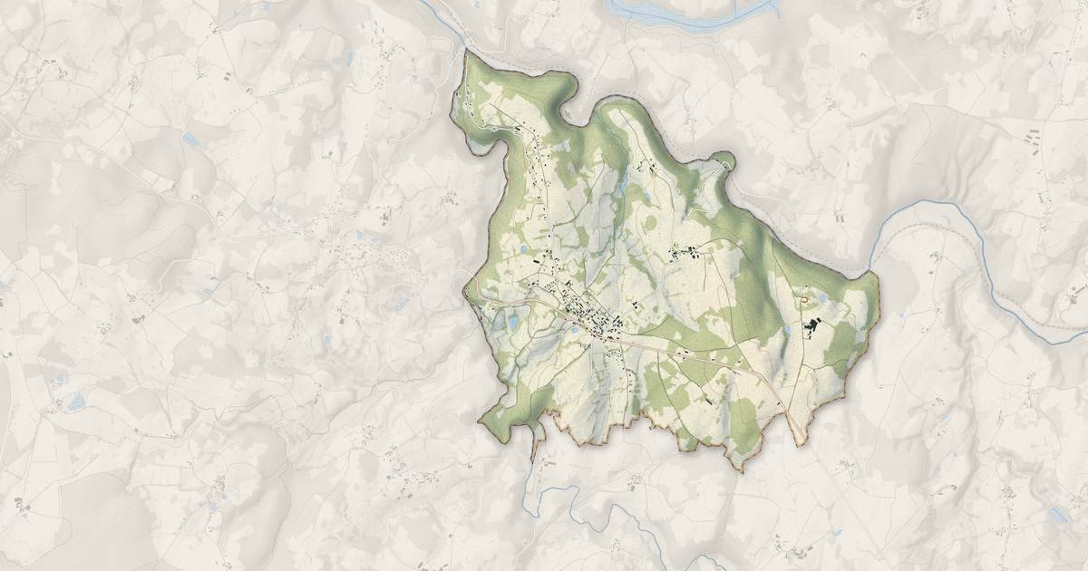 Portrait cartographique de Masléon : relief, eau, forêts, bâti et voies, calculés à partir des données de l'IGN