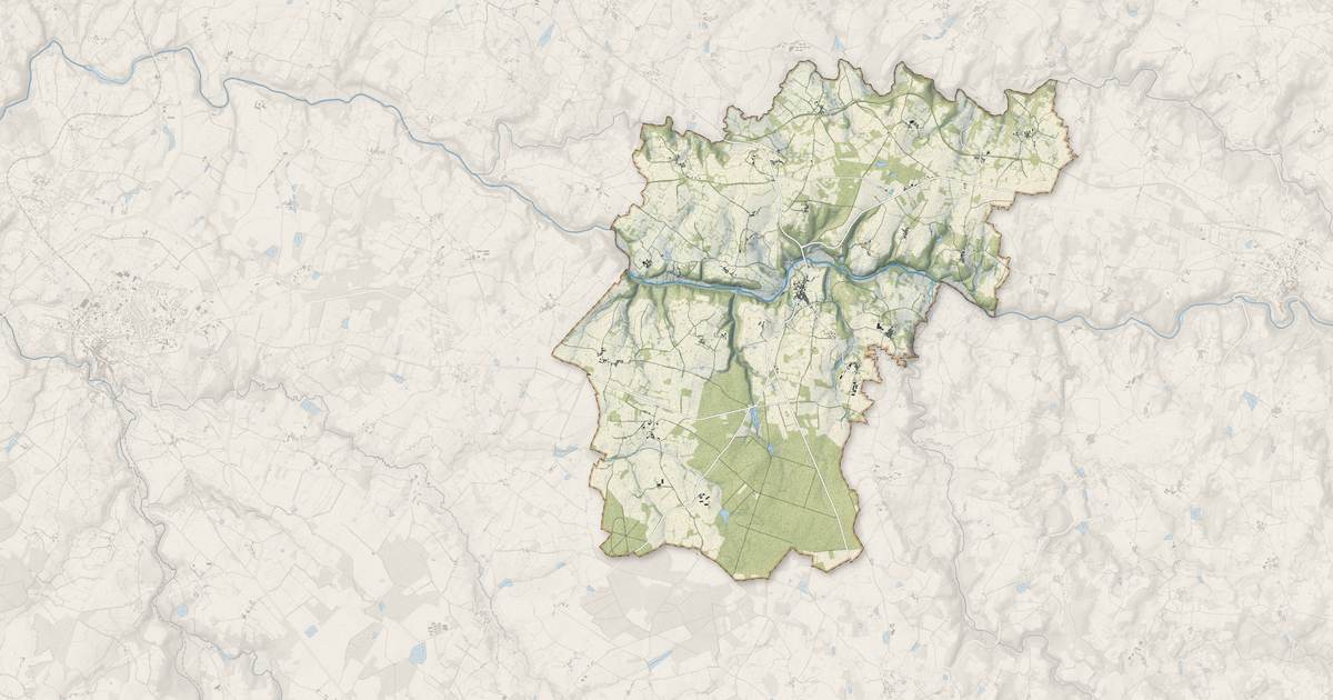 Portrait cartographique de Rancon : relief, eau, forêts, bâti et voies, calculés à partir des données de l'IGN