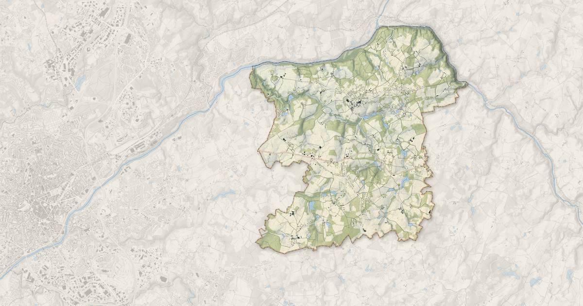 Portrait cartographique de Saint-Just-le-Martel : relief, eau, forêts, bâti et voies, calculés à partir des données de l'IGN