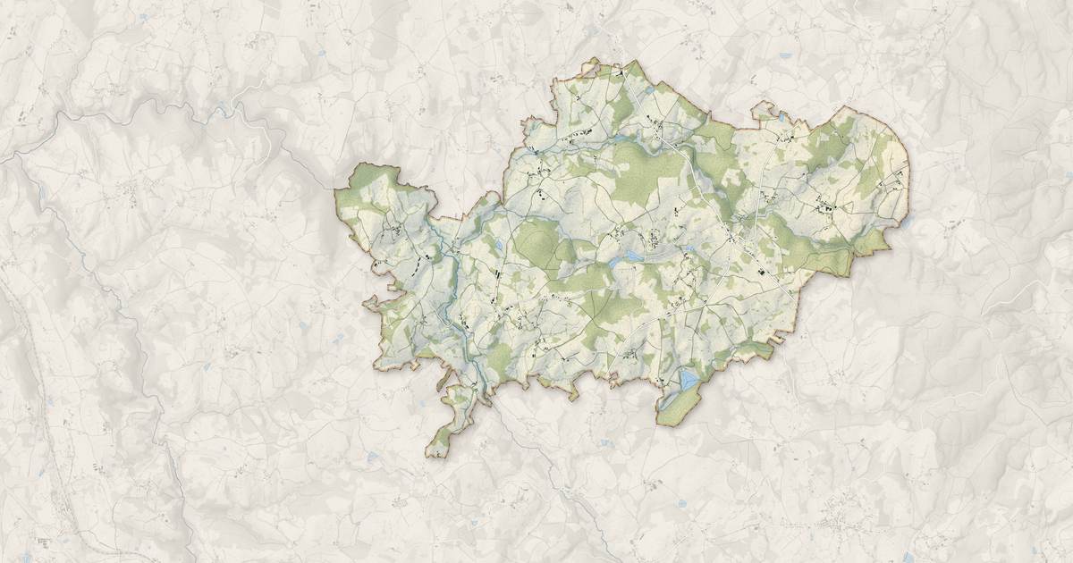 Portrait cartographique de Saint-Méard : relief, eau, forêts, bâti et voies, calculés à partir des données de l'IGN