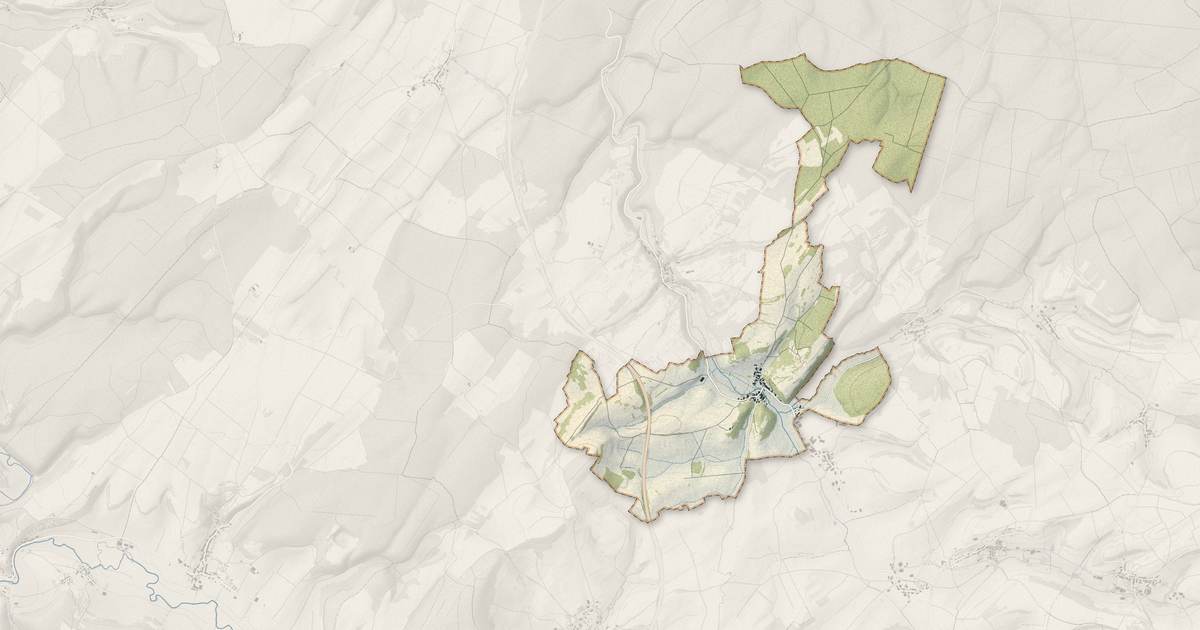 Portrait cartographique de Aroffe : relief, eau, forêts, bâti et voies, calculés à partir des données de l'IGN