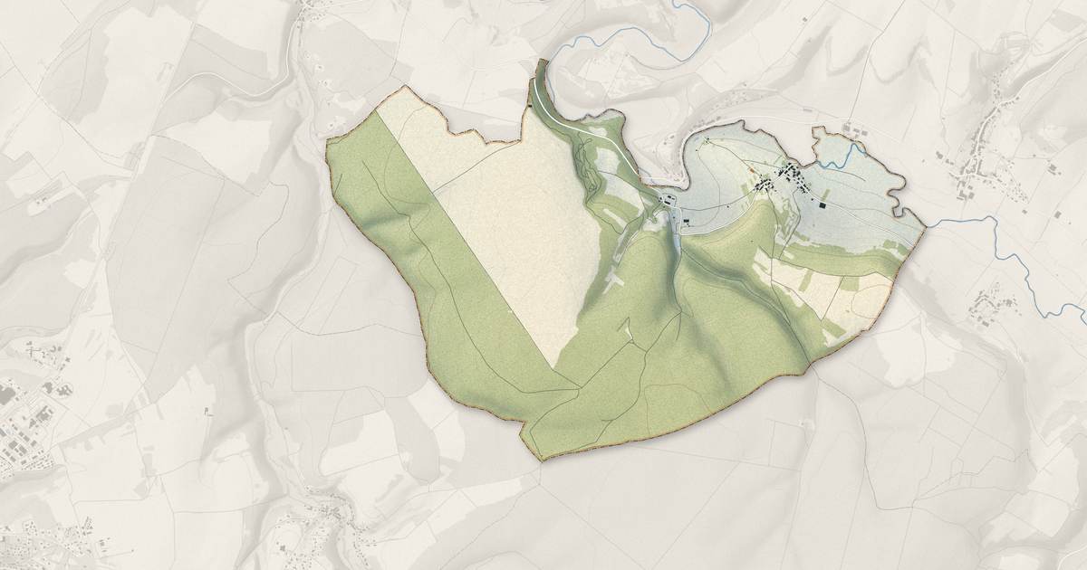 Portrait cartographique de Barville : relief, eau, forêts, bâti et voies, calculés à partir des données de l'IGN