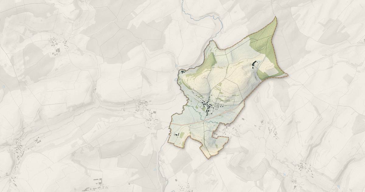 Portrait cartographique de Begnécourt : relief, eau, forêts, bâti et voies, calculés à partir des données de l'IGN