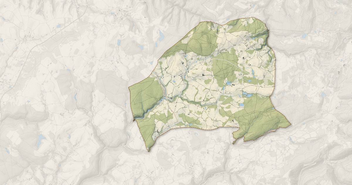 Portrait cartographique de Bellefontaine : relief, eau, forêts, bâti et voies, calculés à partir des données de l'IGN