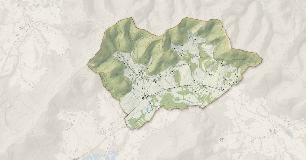 Portrait cartographique de Biffontaine : relief, eau, forêts, bâti et voies, calculés à partir des données de l'IGN