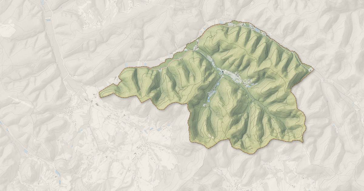 Portrait cartographique de Bois-de-Champ : relief, eau, forêts, bâti et voies, calculés à partir des données de l'IGN