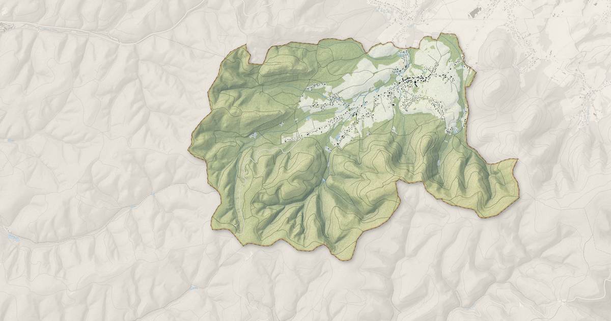 Portrait cartographique de La Bourgonce : relief, eau, forêts, bâti et voies, calculés à partir des données de l'IGN