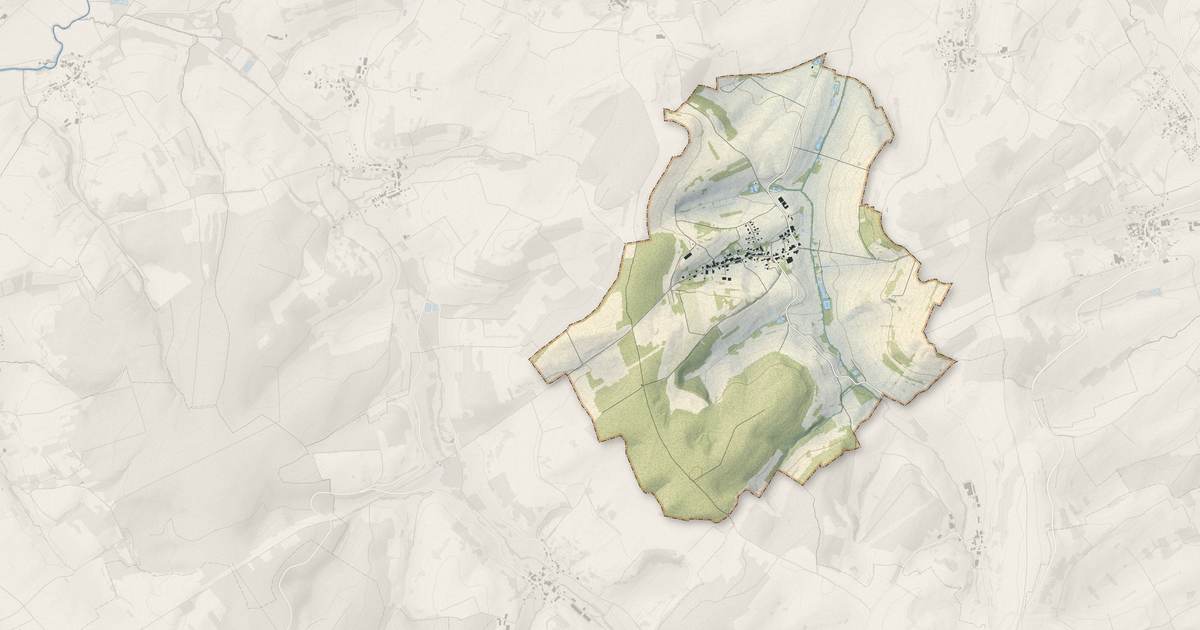 Portrait cartographique de Bouxurulles : relief, eau, forêts, bâti et voies, calculés à partir des données de l'IGN