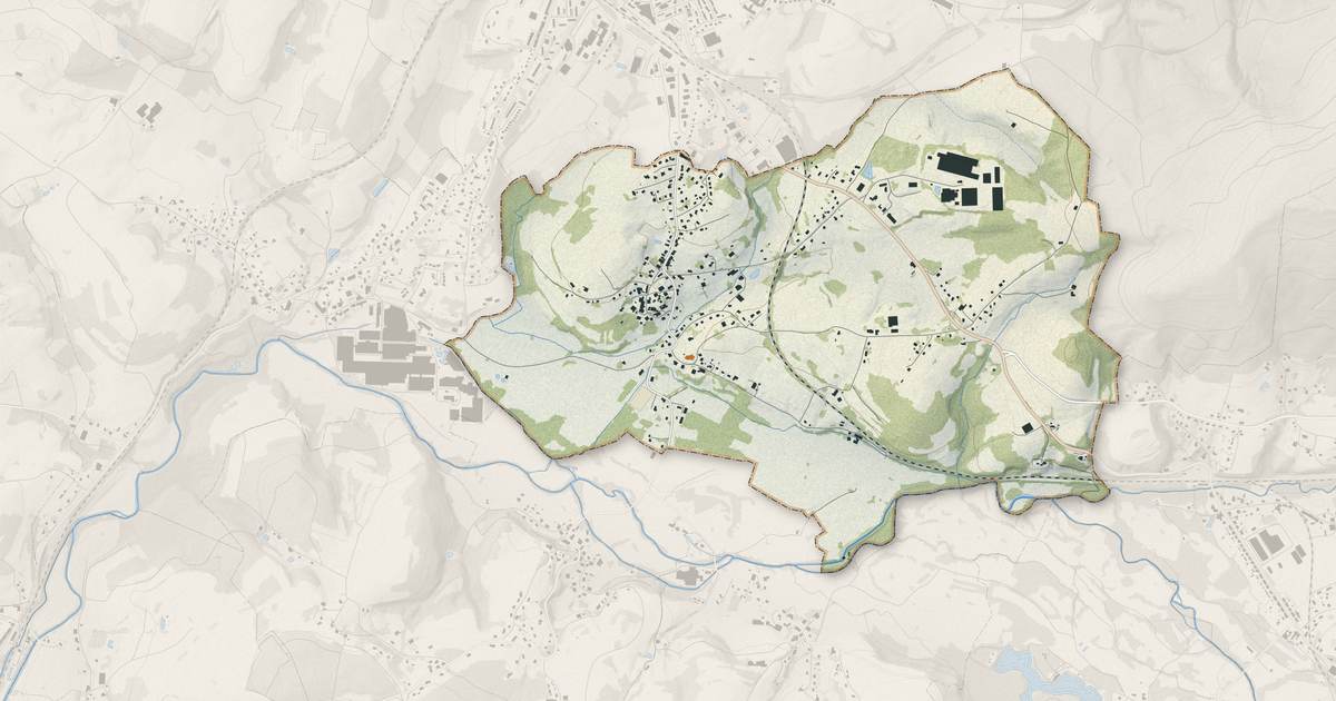 Portrait cartographique de Champ-le-Duc : relief, eau, forêts, bâti et voies, calculés à partir des données de l'IGN