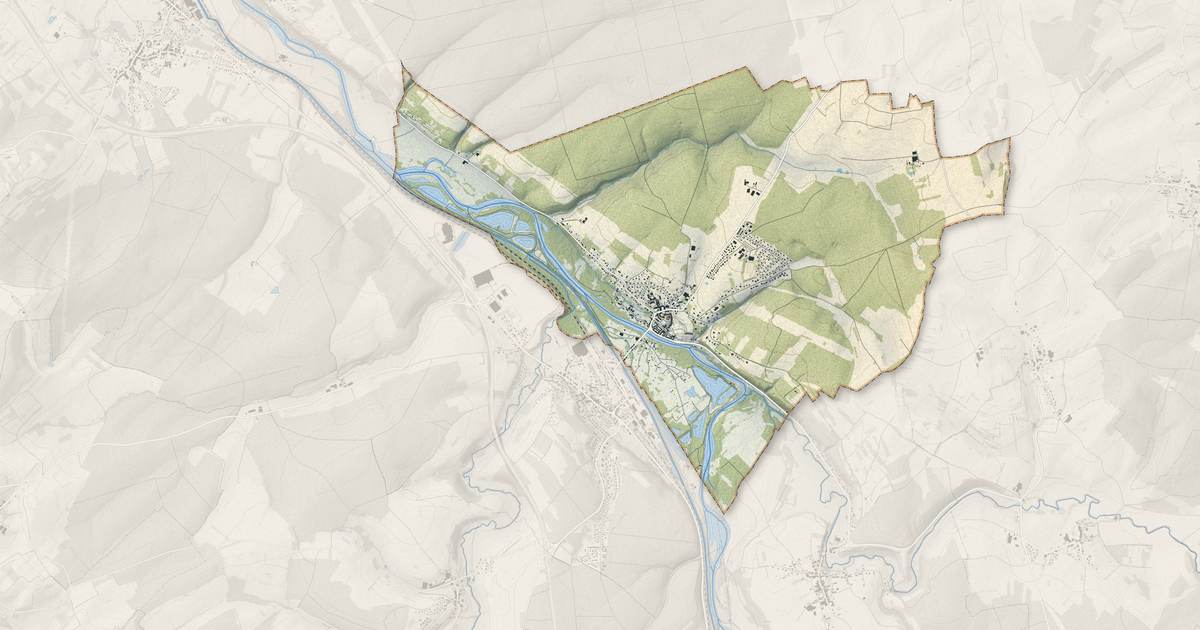 Portrait cartographique de Châtel-sur-Moselle : relief, eau, forêts, bâti et voies, calculés à partir des données de l'IGN