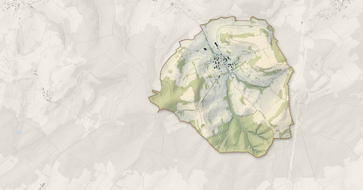 Portrait cartographique de Circourt : relief, eau, forêts, bâti et voies, calculés à partir des données de l'IGN