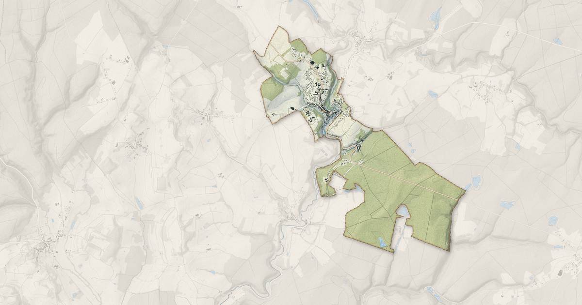 Portrait cartographique de Darney : relief, eau, forêts, bâti et voies, calculés à partir des données de l'IGN