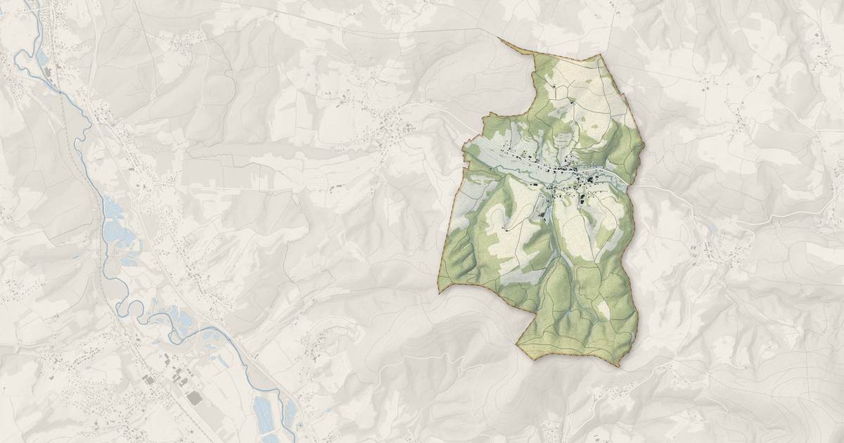 Portrait cartographique de Denipaire : relief, eau, forêts, bâti et voies, calculés à partir des données de l'IGN