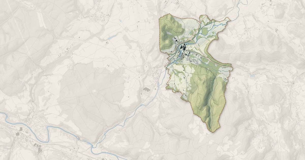 Portrait cartographique de Docelles : relief, eau, forêts, bâti et voies, calculés à partir des données de l'IGN