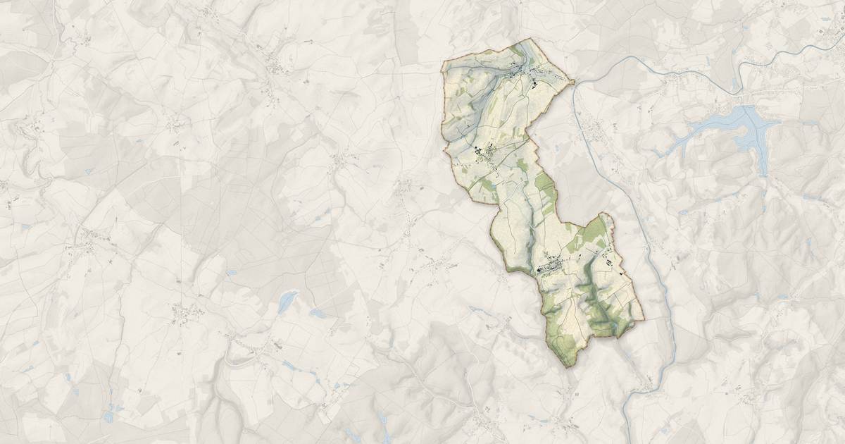 Portrait cartographique de Dommartin-aux-Bois : relief, eau, forêts, bâti et voies, calculés à partir des données de l'IGN