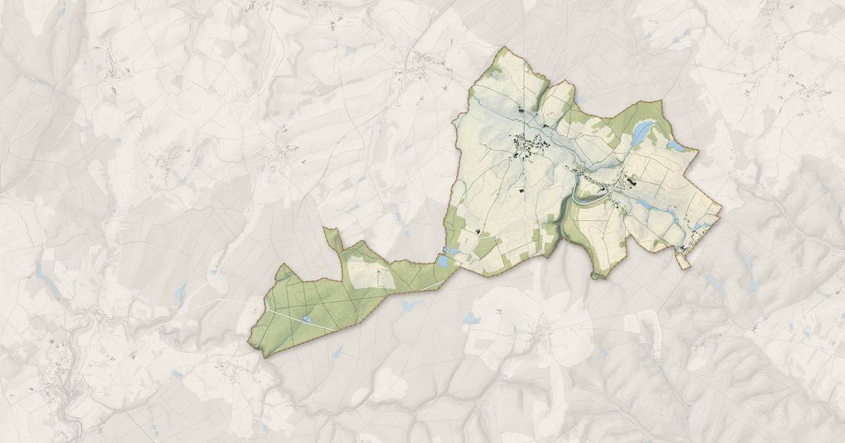 Portrait cartographique de Escles : relief, eau, forêts, bâti et voies, calculés à partir des données de l'IGN