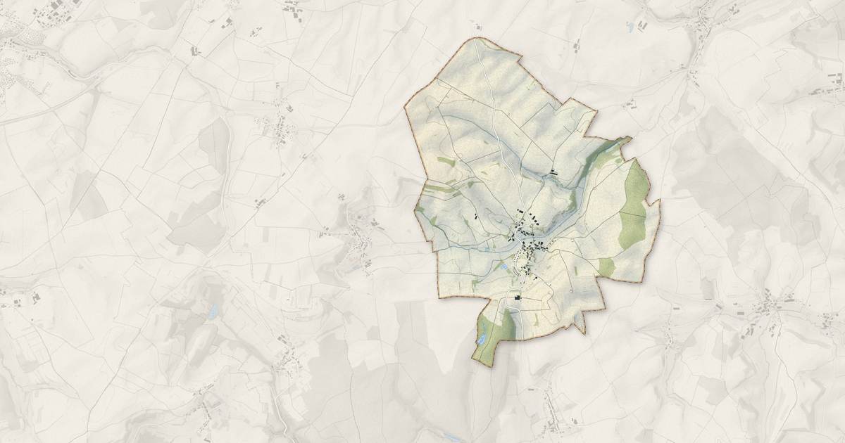 Portrait cartographique de Esley : relief, eau, forêts, bâti et voies, calculés à partir des données de l'IGN