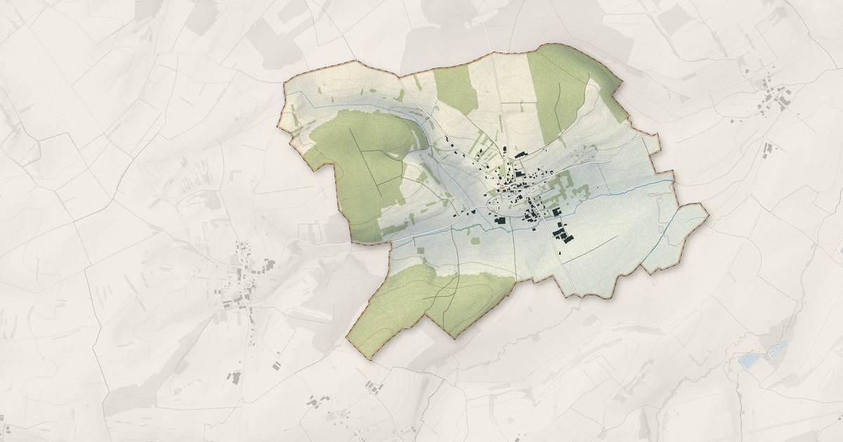 Portrait cartographique de Fauconcourt : relief, eau, forêts, bâti et voies, calculés à partir des données de l'IGN