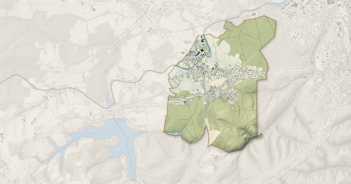 Portrait cartographique de Les Forges : relief, eau, forêts, bâti et voies, calculés à partir des données de l'IGN