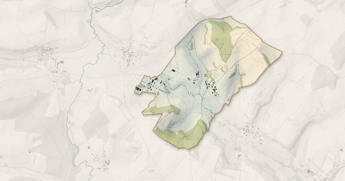 Portrait cartographique de Gelvécourt-et-Adompt : relief, eau, forêts, bâti et voies, calculés à partir des données de l'IGN