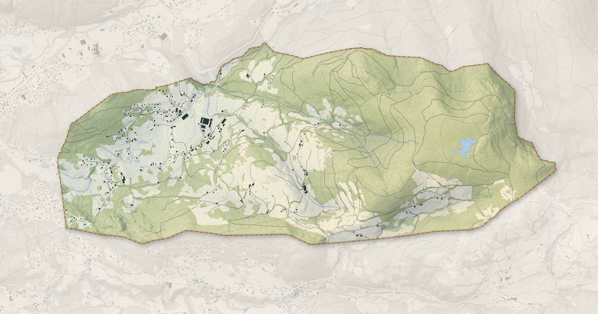 Portrait cartographique de Gerbamont : relief, eau, forêts, bâti et voies, calculés à partir des données de l'IGN