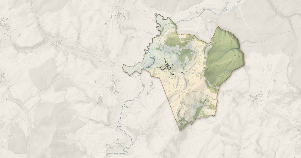 Portrait cartographique de Godoncourt : relief, eau, forêts, bâti et voies, calculés à partir des données de l'IGN