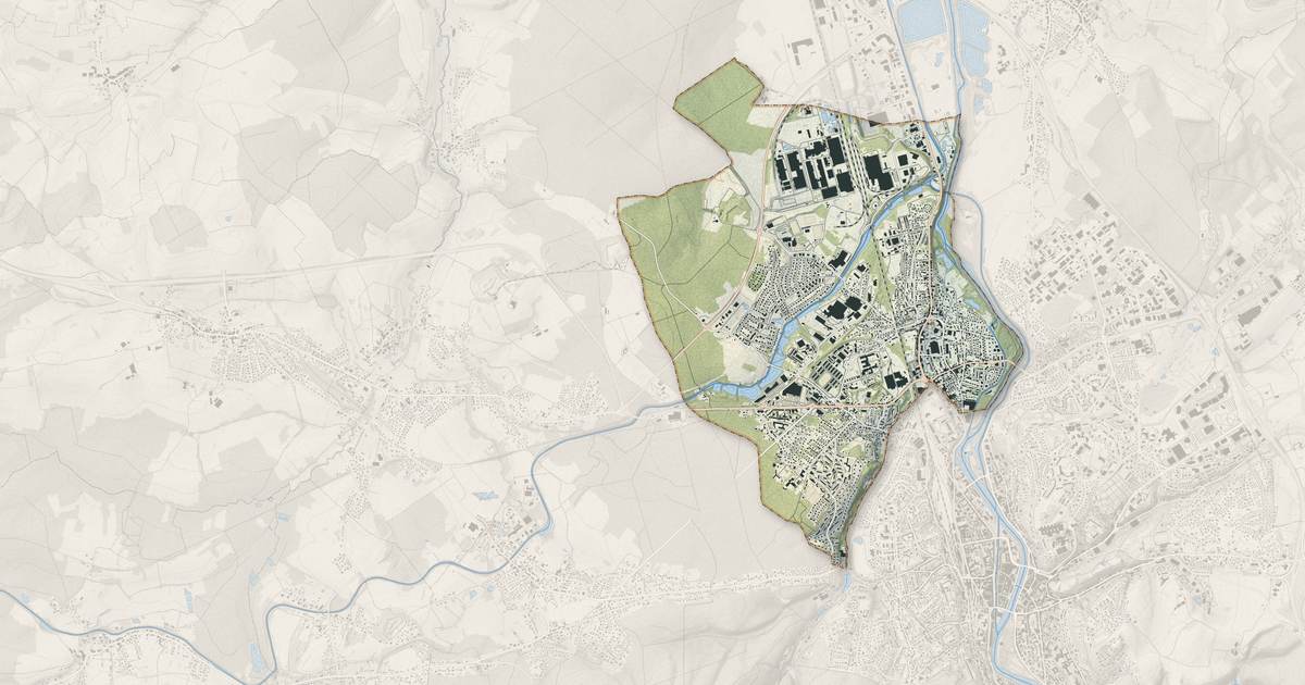 Portrait cartographique de Golbey : relief, eau, forêts, bâti et voies, calculés à partir des données de l'IGN
