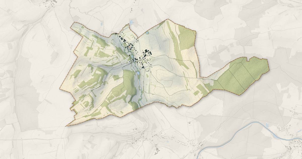 Portrait cartographique de Gorhey : relief, eau, forêts, bâti et voies, calculés à partir des données de l'IGN