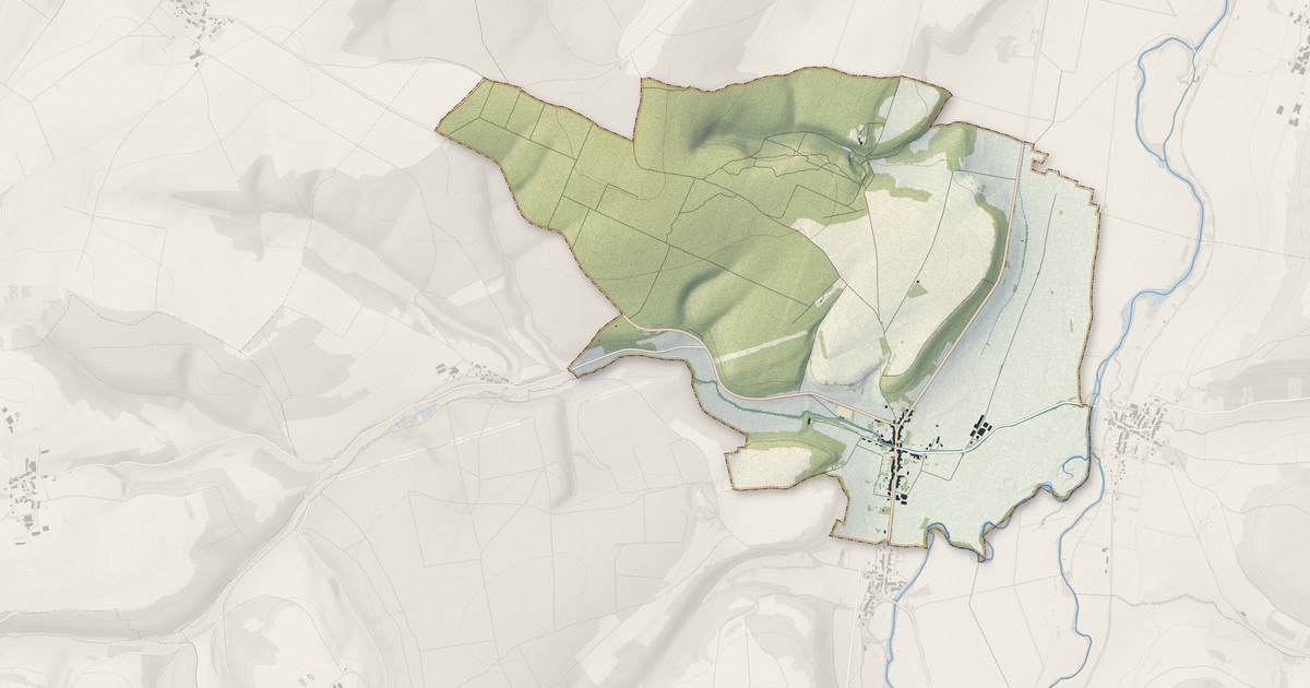 Portrait cartographique de Greux : relief, eau, forêts, bâti et voies, calculés à partir des données de l'IGN