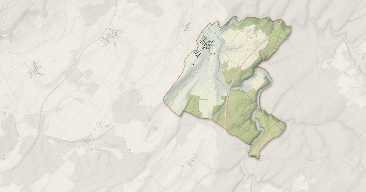 Portrait cartographique de Harmonville : relief, eau, forêts, bâti et voies, calculés à partir des données de l'IGN
