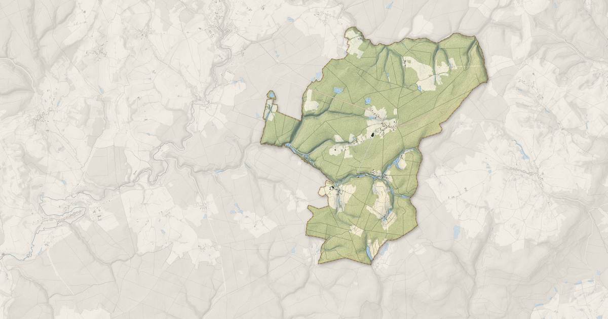 Portrait cartographique de Hennezel : relief, eau, forêts, bâti et voies, calculés à partir des données de l'IGN