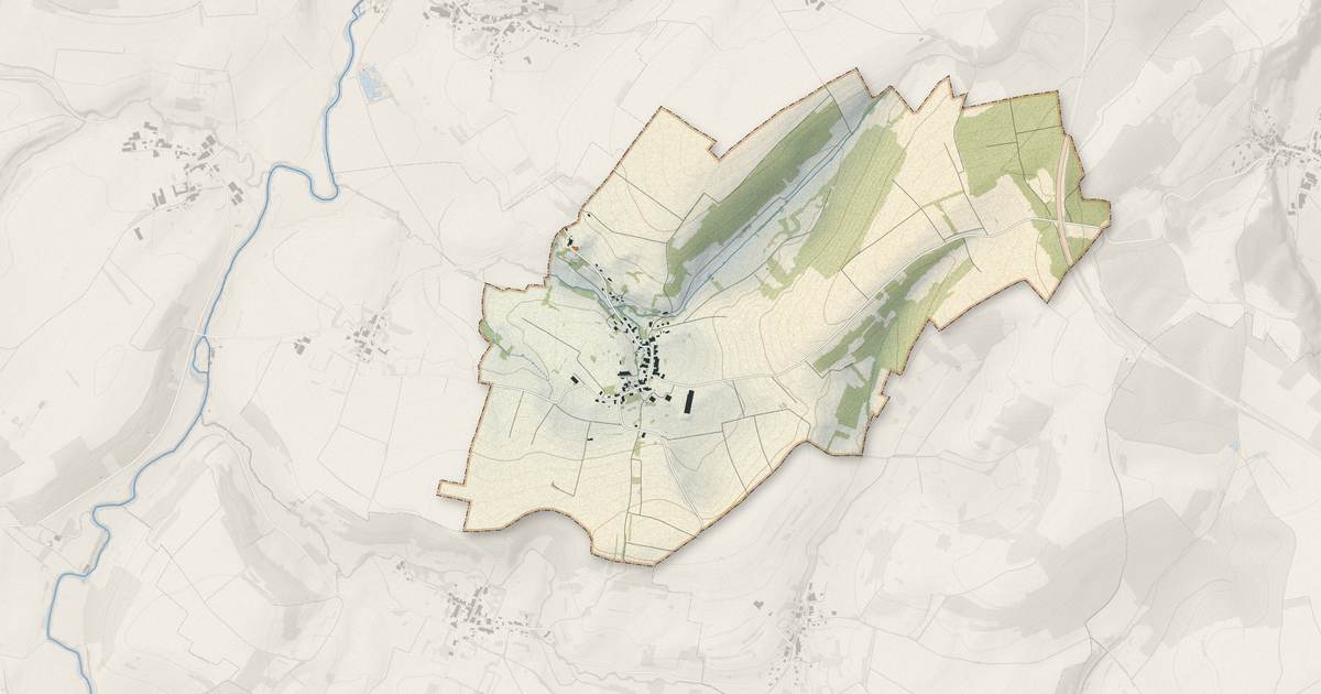 Portrait cartographique de Hergugney : relief, eau, forêts, bâti et voies, calculés à partir des données de l'IGN
