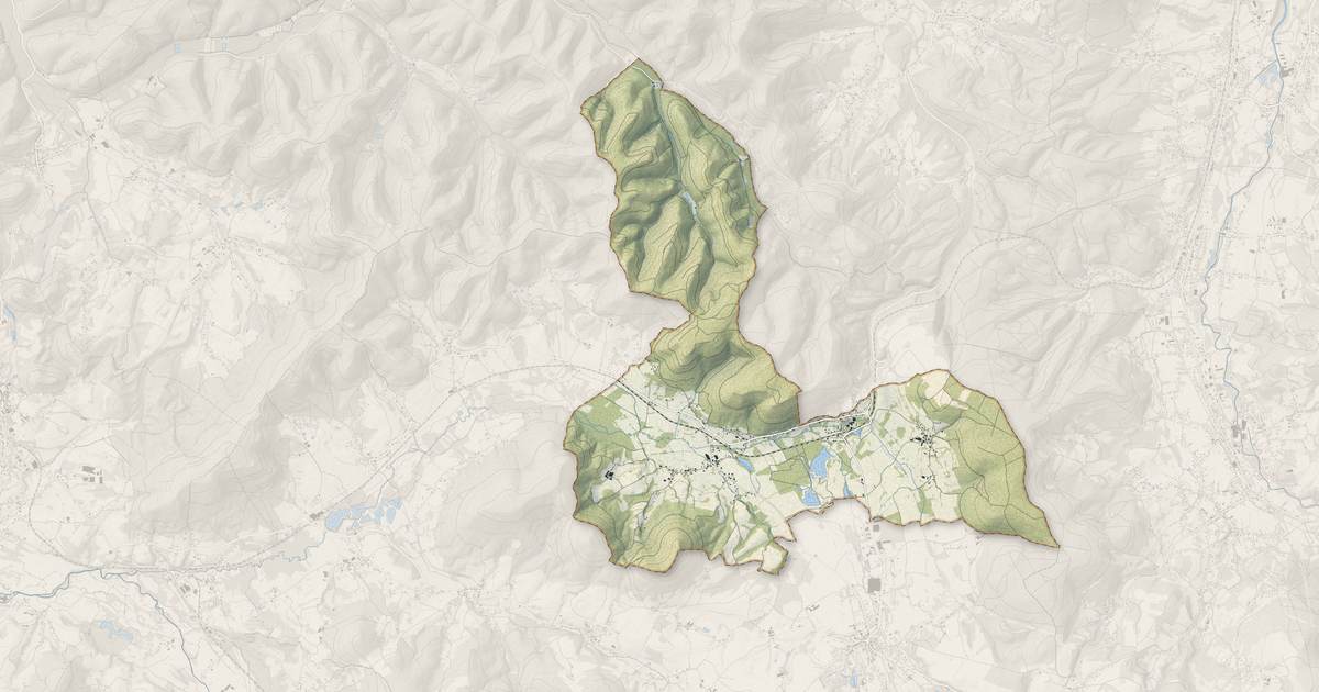 Portrait cartographique de La Houssière : relief, eau, forêts, bâti et voies, calculés à partir des données de l'IGN
