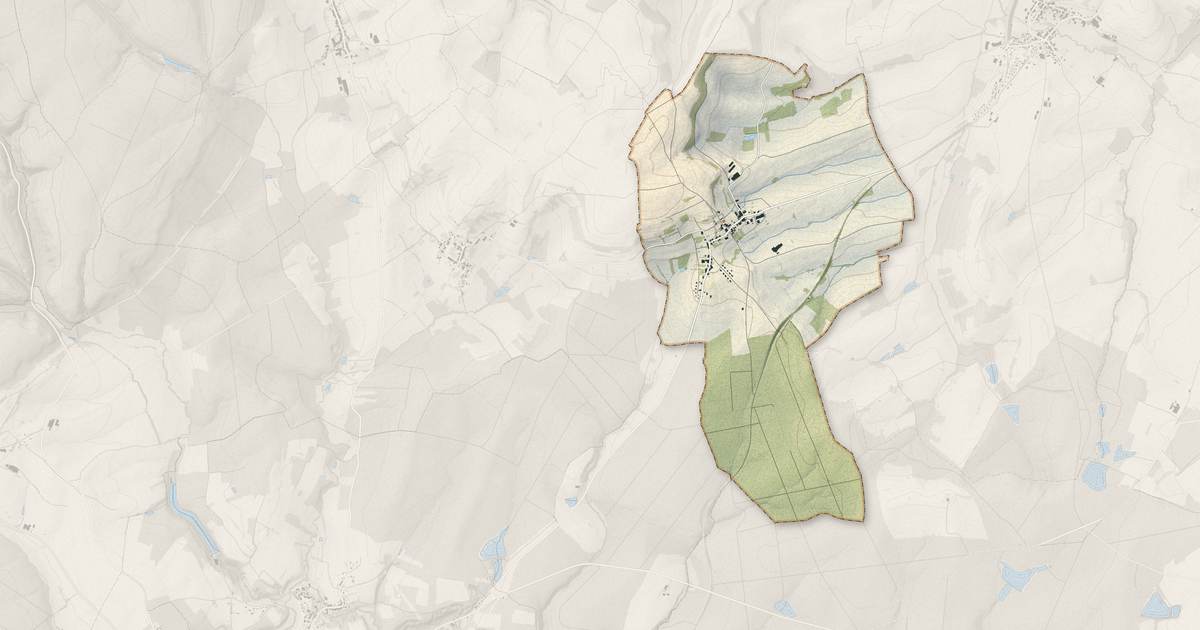 Portrait cartographique de Jésonville : relief, eau, forêts, bâti et voies, calculés à partir des données de l'IGN