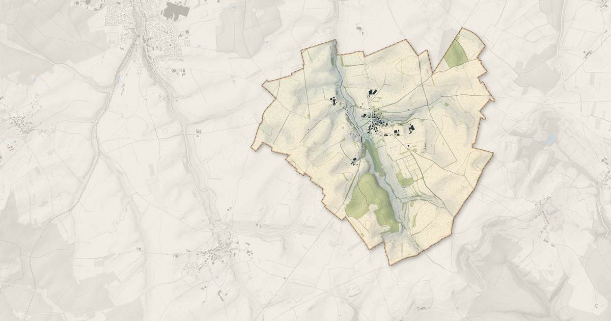 Portrait cartographique de Lignéville : relief, eau, forêts, bâti et voies, calculés à partir des données de l'IGN
