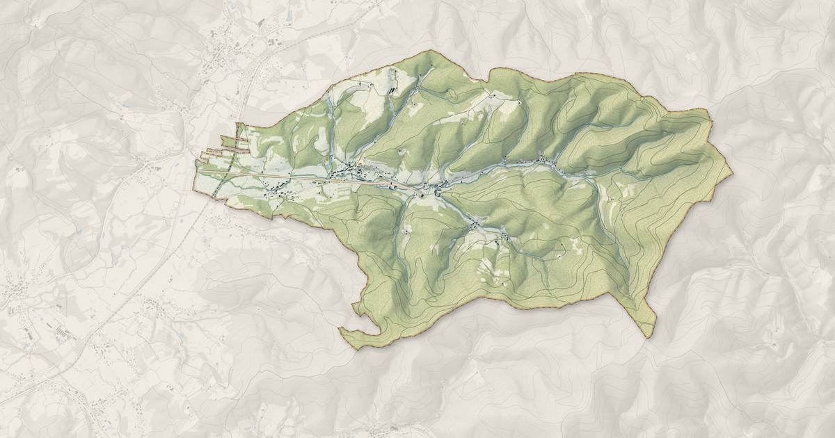 Portrait cartographique de Lusse : relief, eau, forêts, bâti et voies, calculés à partir des données de l'IGN