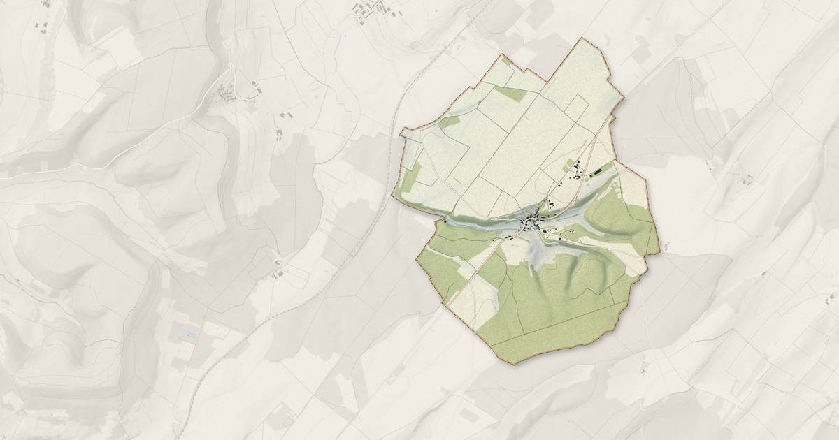 Portrait cartographique de Martigny-les-Gerbonvaux : relief, eau, forêts, bâti et voies, calculés à partir des données de l'IGN