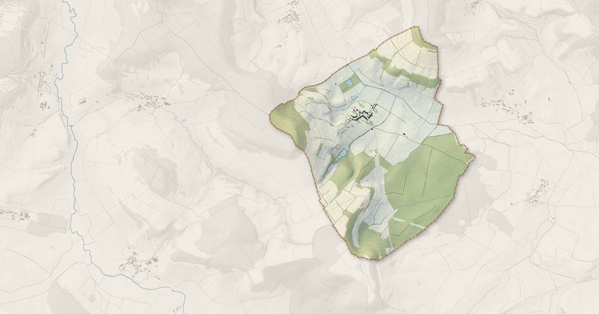 Portrait cartographique de Médonville : relief, eau, forêts, bâti et voies, calculés à partir des données de l'IGN