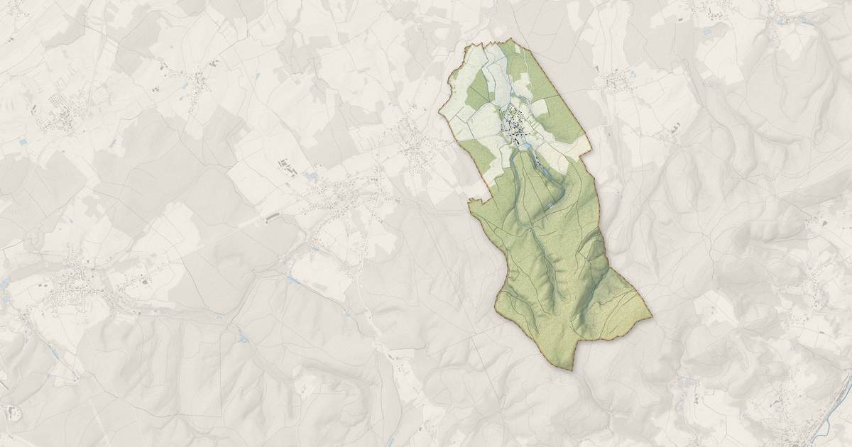 Portrait cartographique de Méménil : relief, eau, forêts, bâti et voies, calculés à partir des données de l'IGN