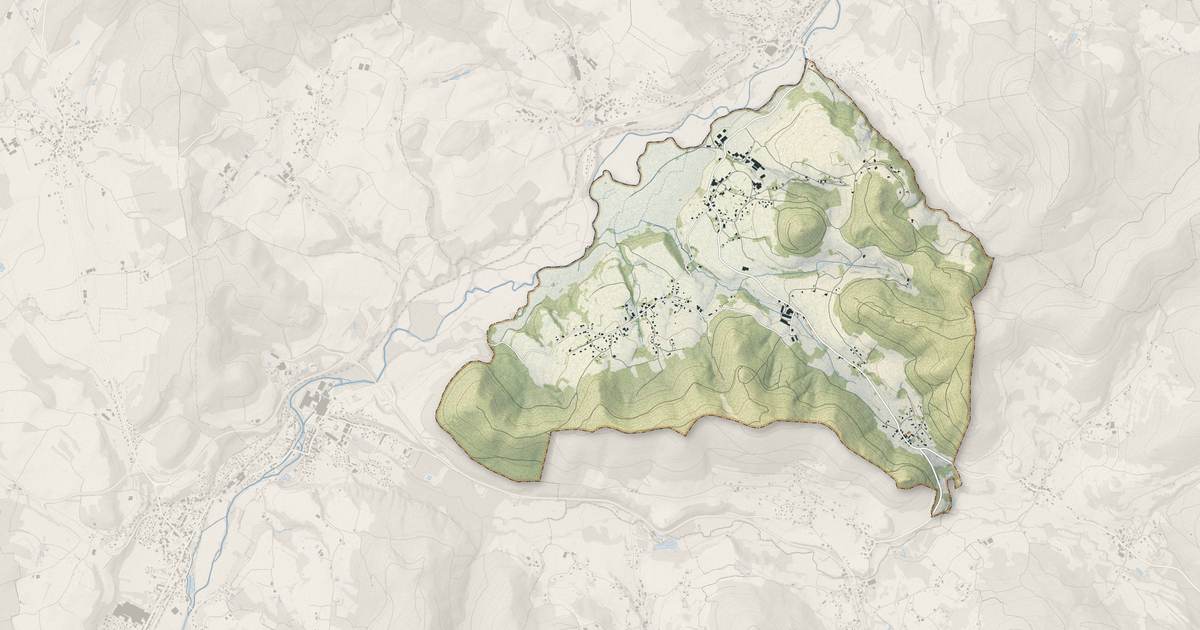 Portrait cartographique de La Neuveville-devant-Lépanges : relief, eau, forêts, bâti et voies, calculés à partir des données de l'IGN