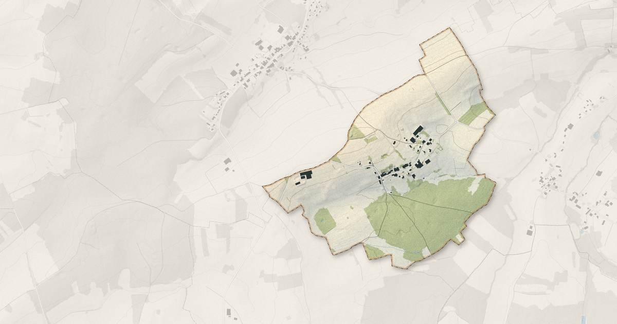 Portrait cartographique de Nonzeville : relief, eau, forêts, bâti et voies, calculés à partir des données de l'IGN